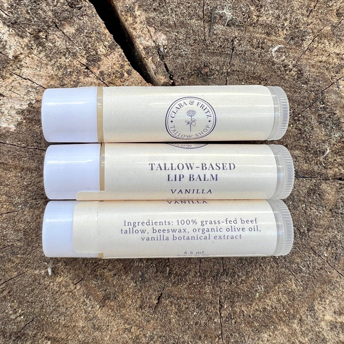 Clara & Fritz - Tallow Lip Balm - Single: Vanilla