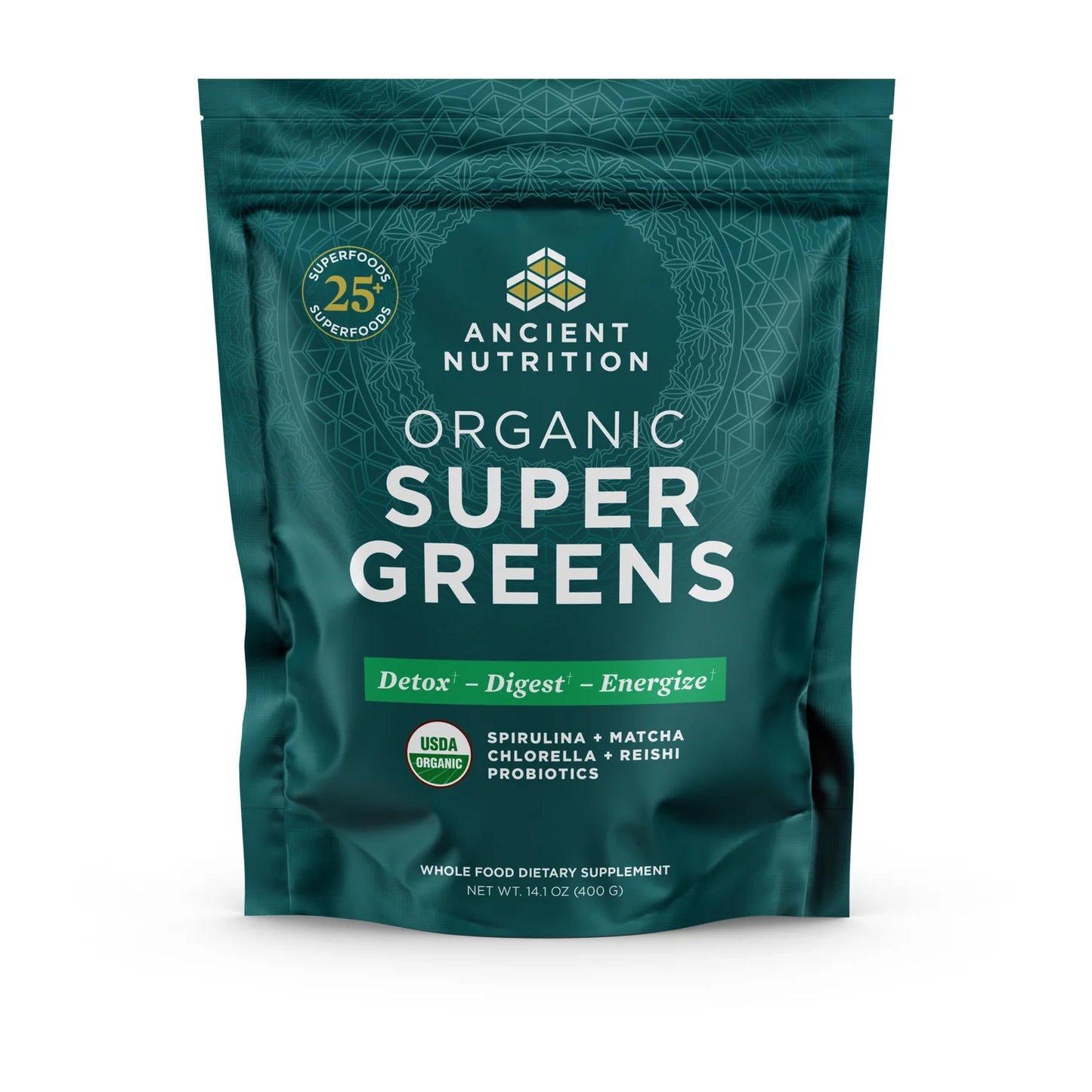 ANCIENT NUTRITION - Organic Super Greens - Powder - 14.1oz bag