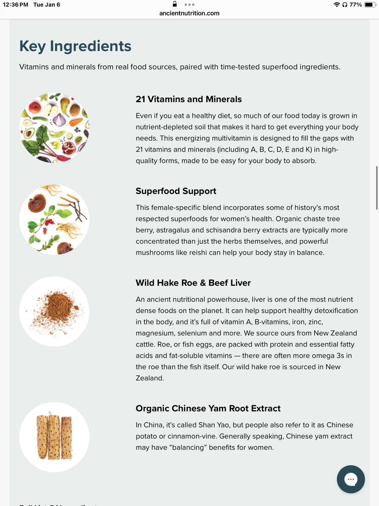 ANCIENT NUTRITION - Women’s Daily Multivitamin - 90 Ct