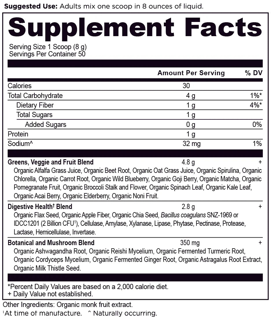ANCIENT NUTRITION - Organic Super Greens - Powder - 14.1oz bag