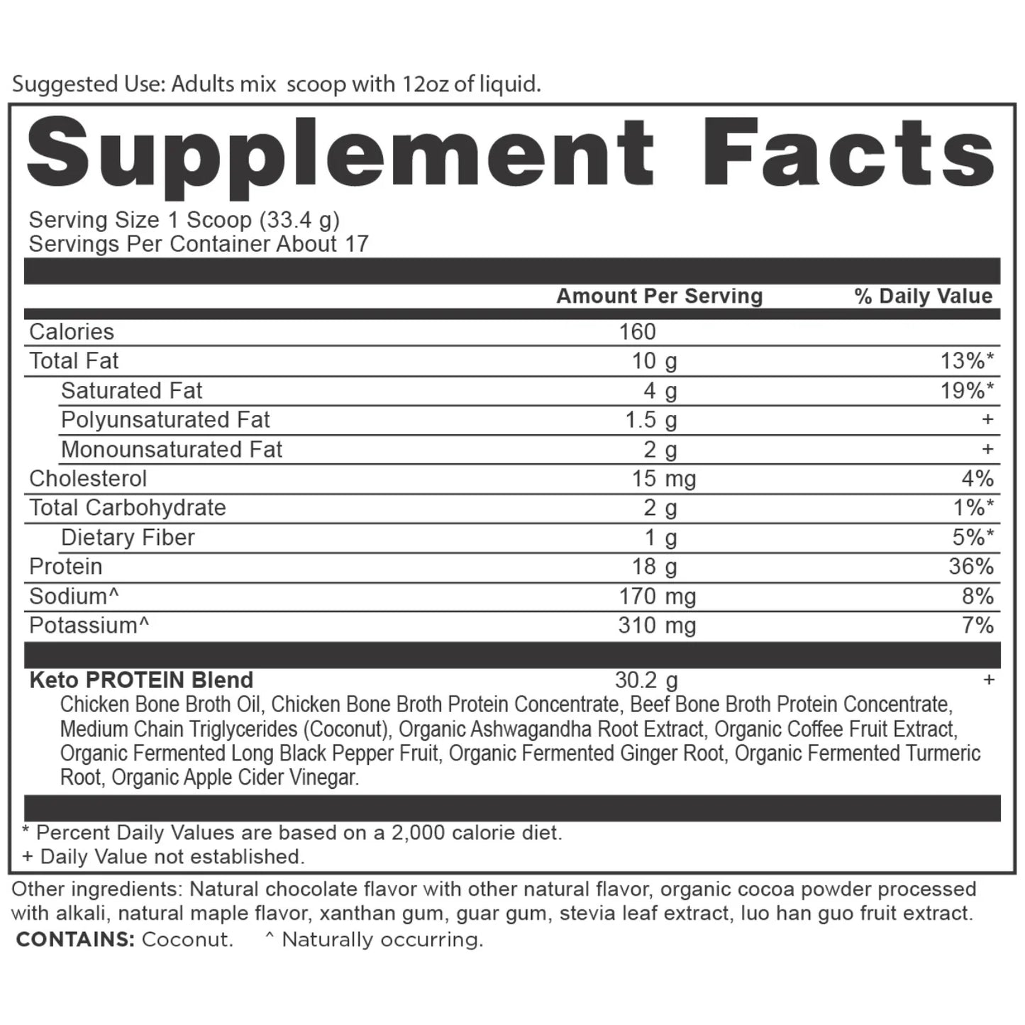ANCIENT NUTRITION - Keto Protein – Chocolate - 17 servings