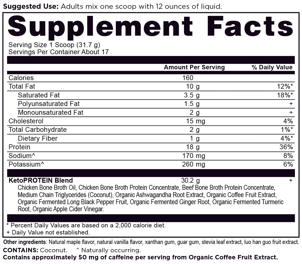 ANCIENT NUTRITION - Keto Protein – Vanilla - 17 servings