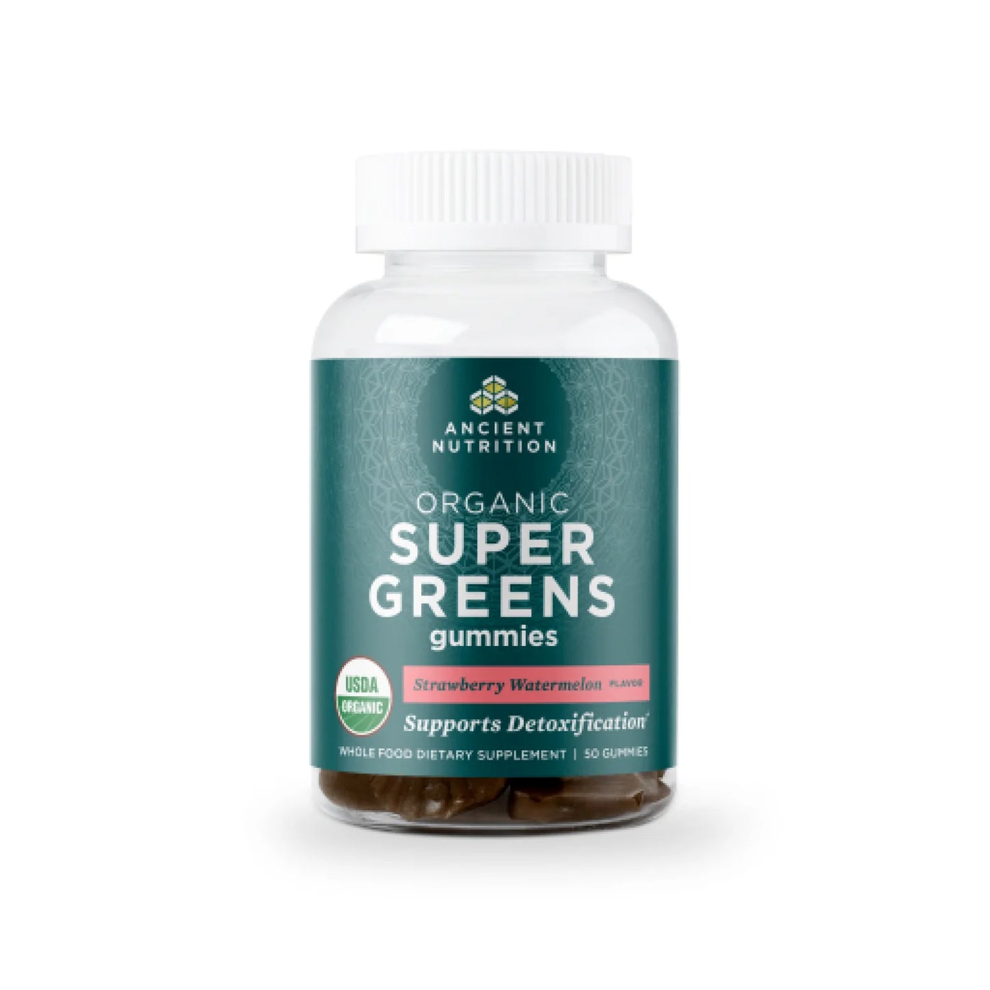 ANCIENT NUTRITION - Organic Super Greens - Strawberry Watermelon - 50 Gummies