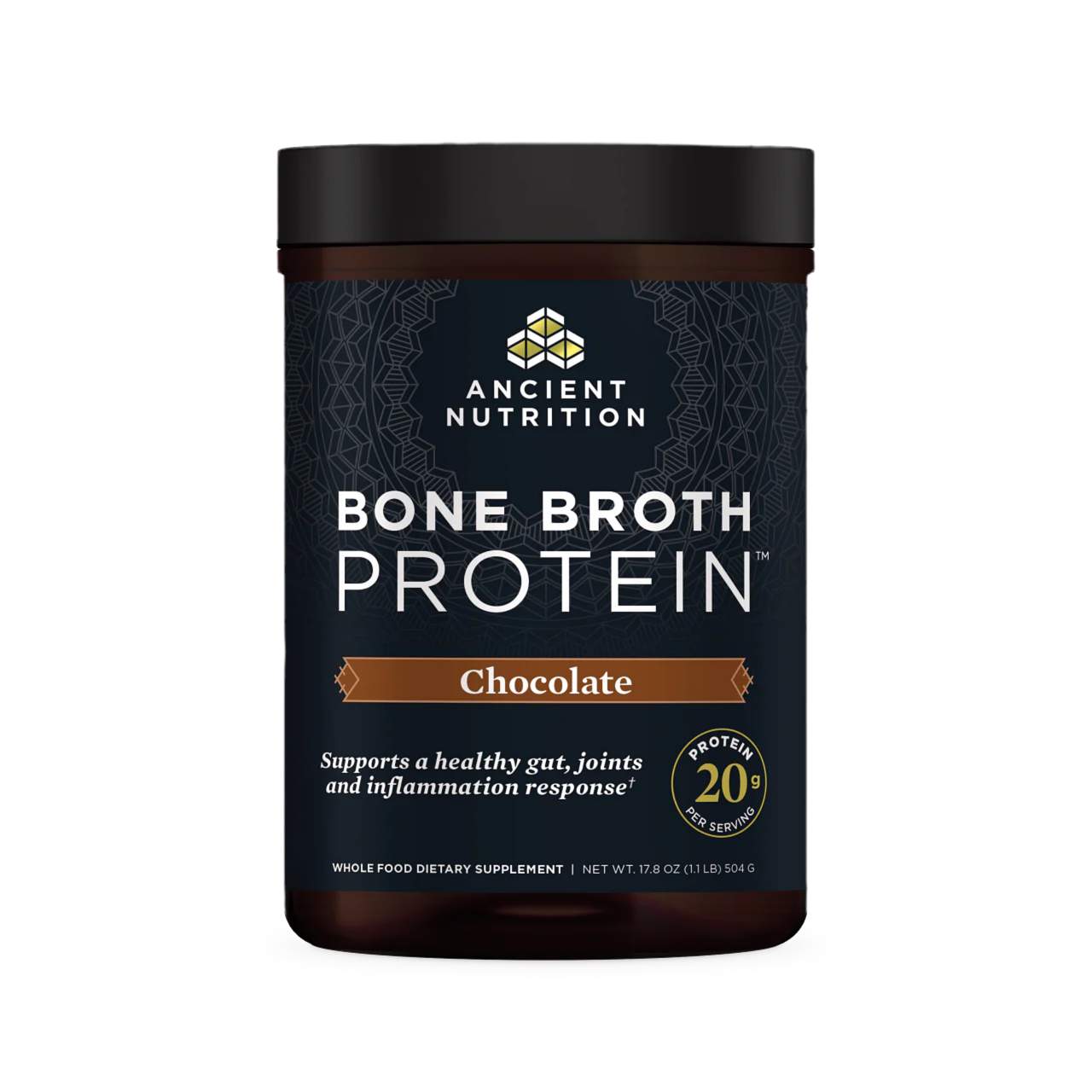ANCIENT NUTRITION - Bone Broth Protein - Chocolate - 20 servings