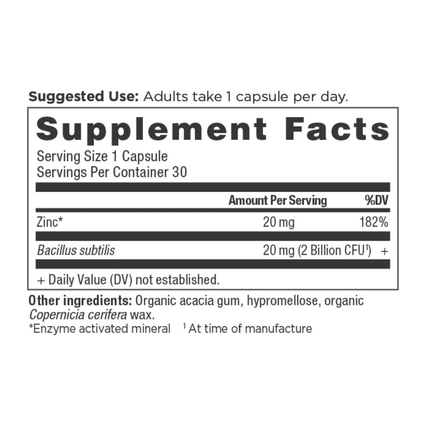 ANCIENT NUTRITION - Zinc - 30 Capsules