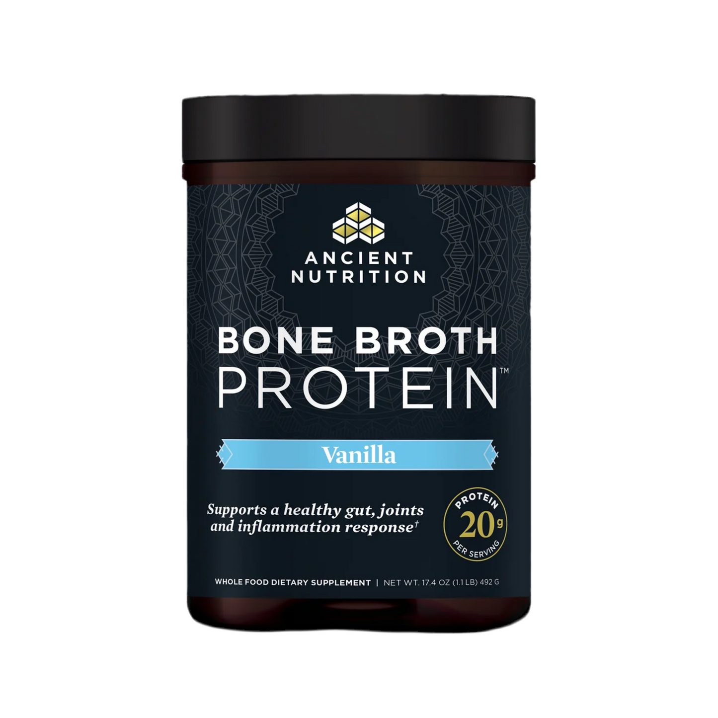ANCIENT NUTRITION - Bone Broth Protein - Vanilla - 20 servings
