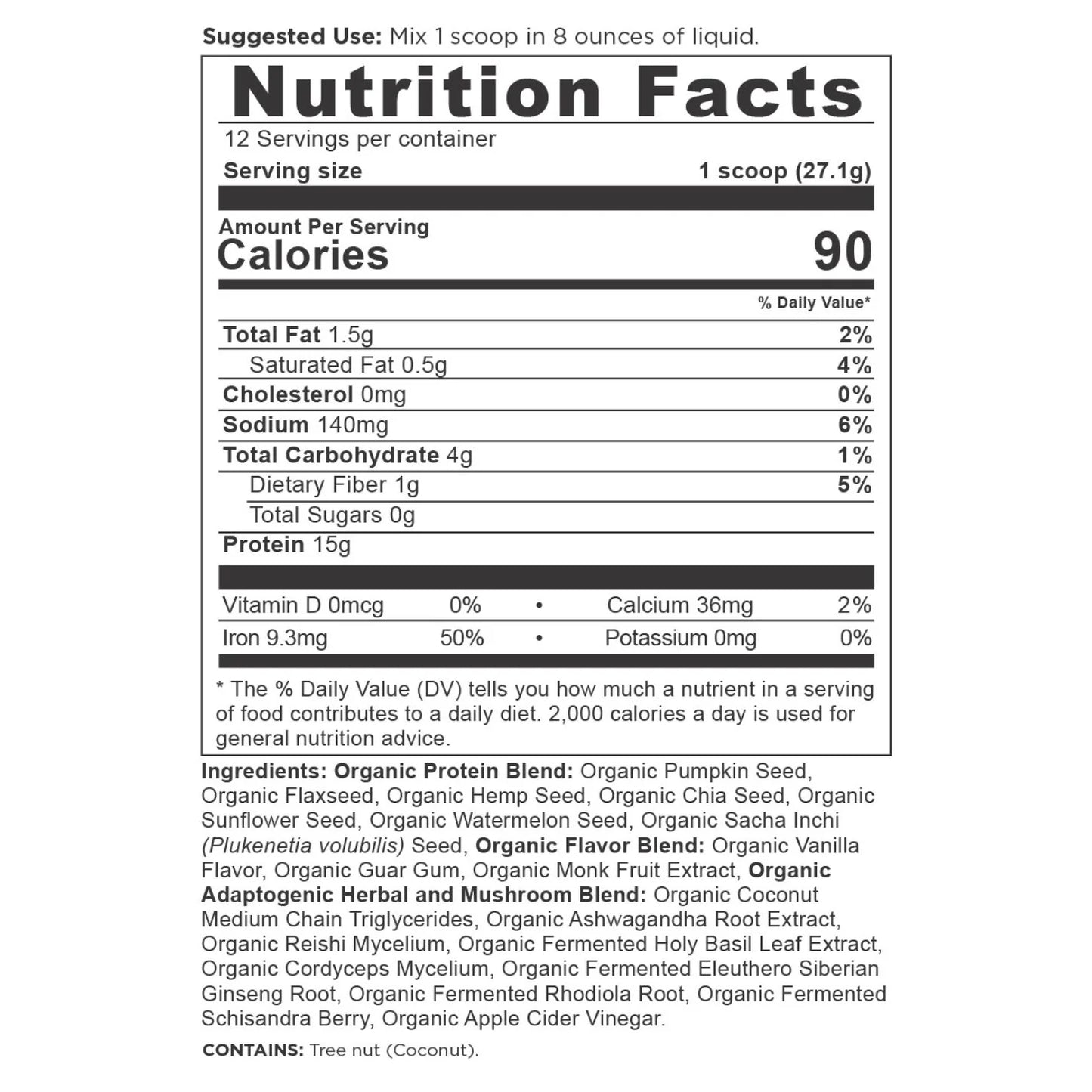 ANCIENT NUTRITION - Plant Protein - Vanilla - 12 servings