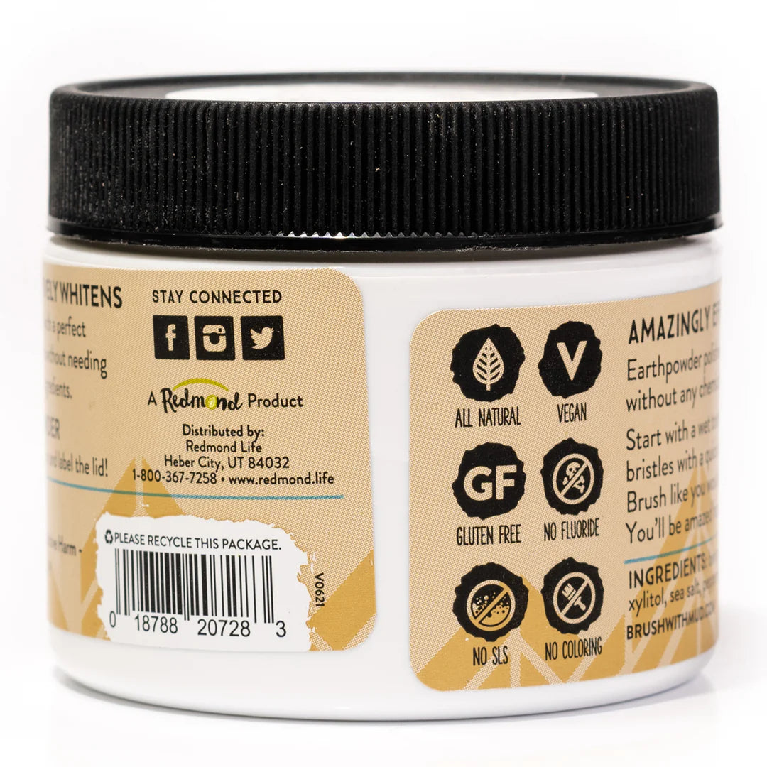 REDMOND Earth Powder - Mineral Toothpowder - Peppermint - 1.8oz
