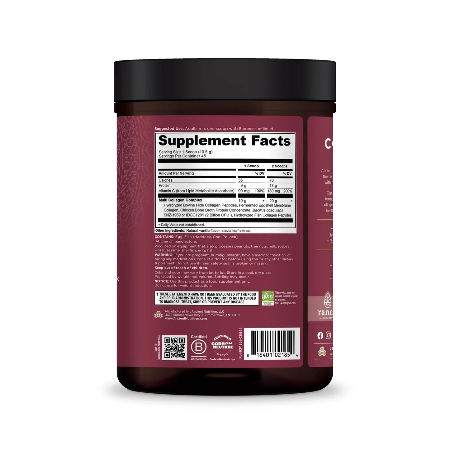 ANCIENT NUTRITION - Multi Collagen Protein - Vanilla - 45 servings