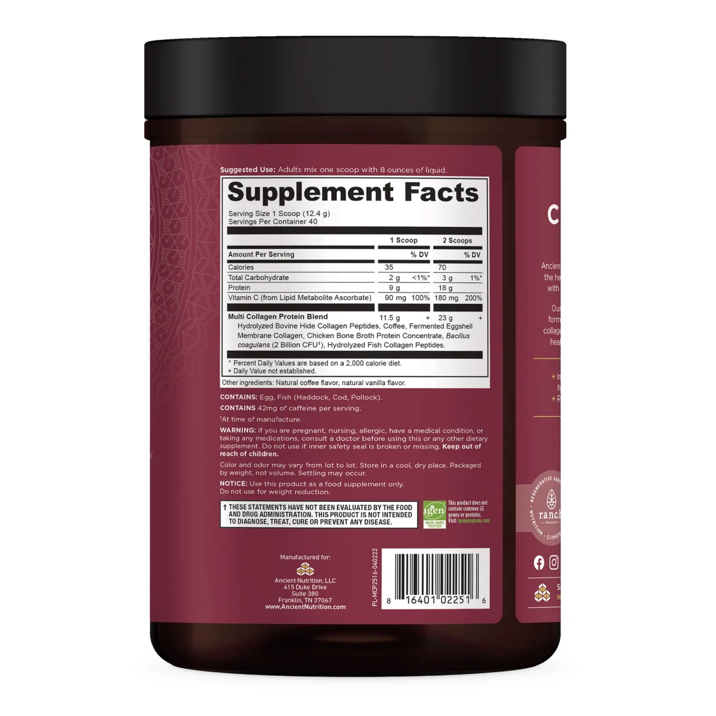 ANCIENT NUTRITION - Multi Collagen Protein - Cold Brew - 40 servings