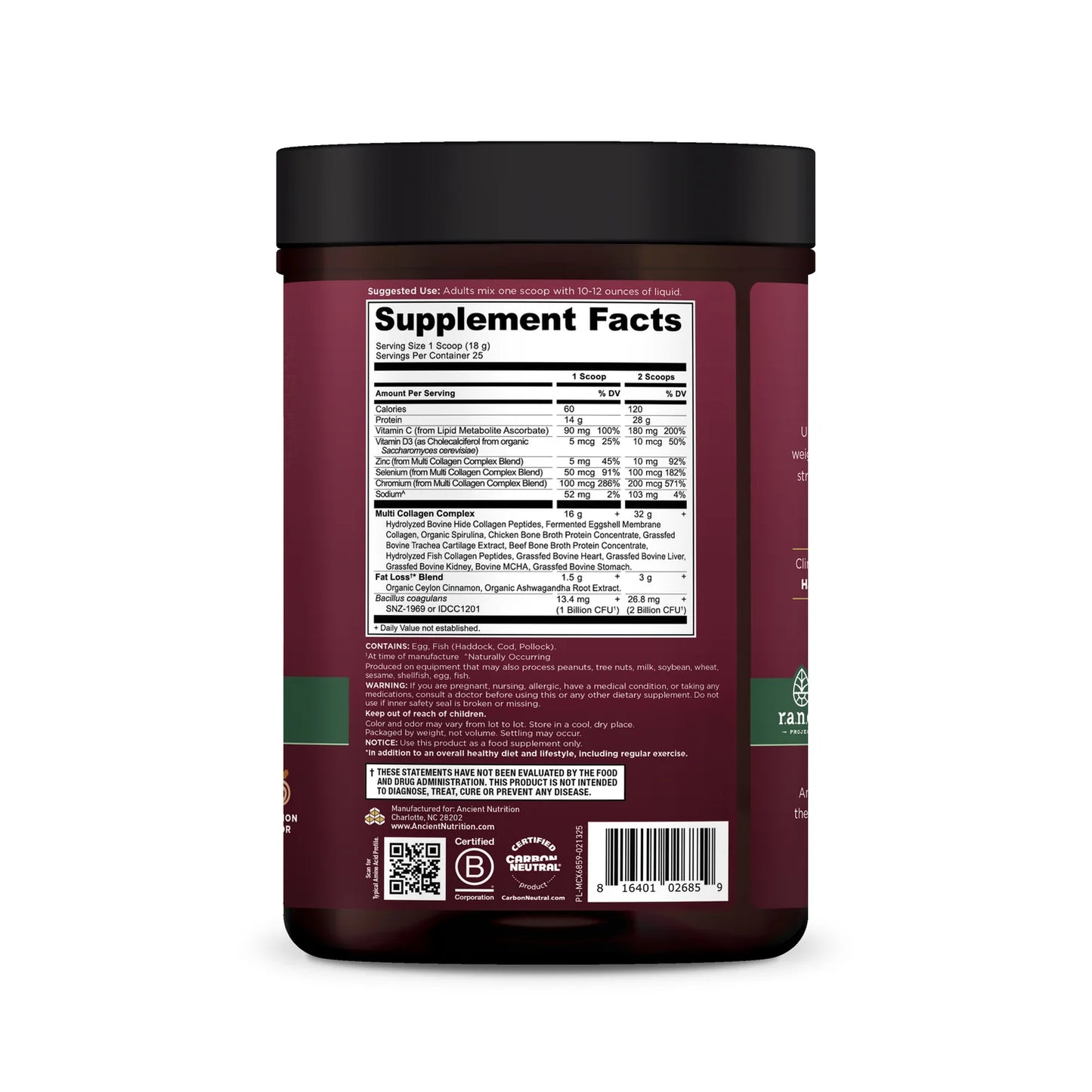 ANCIENT NUTRITION - Multi Collagen Advanced - Lean - Powder - Cinnamon - 25 servings