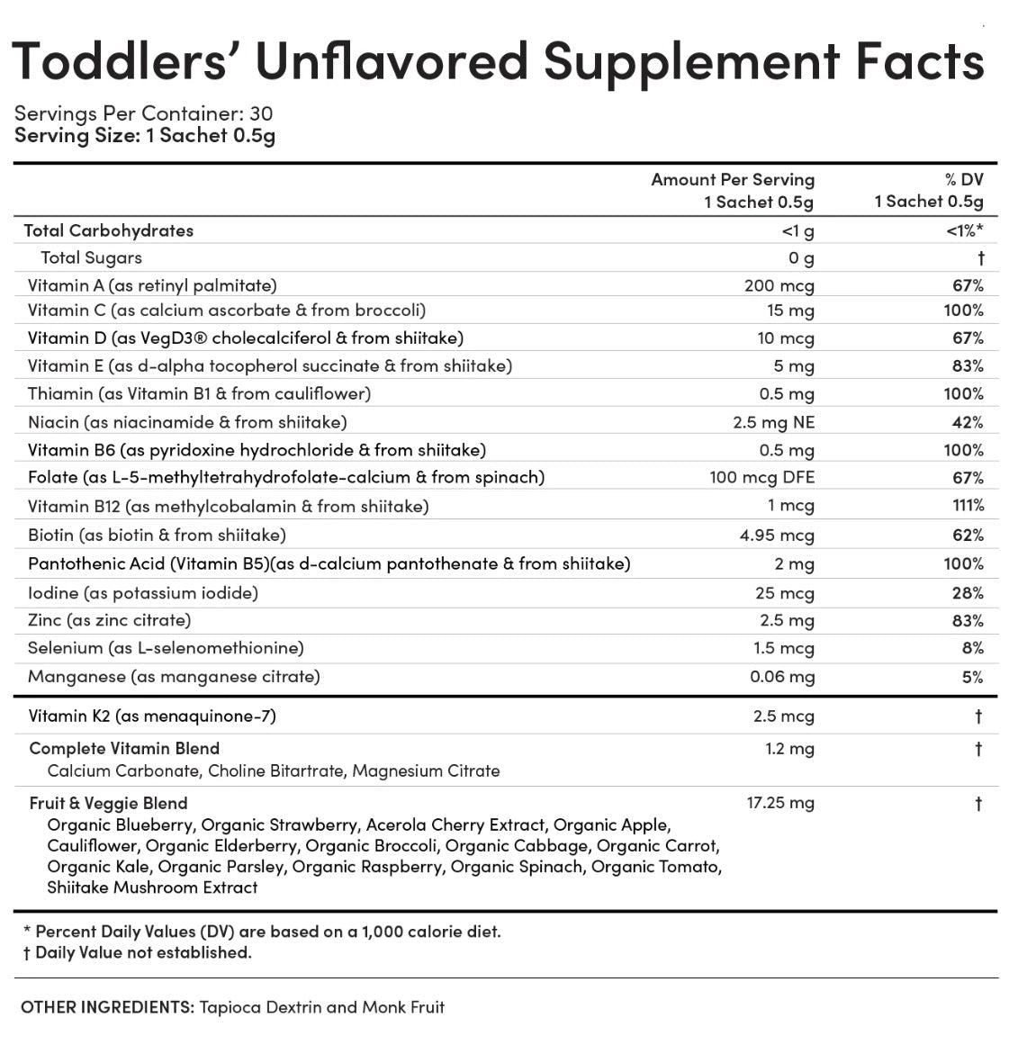EllaOla - Toddlers Unflavored Multivitamin- Ages 1-3