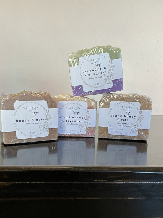Saffron + Sage Handcrafted Tallow Soap Bars