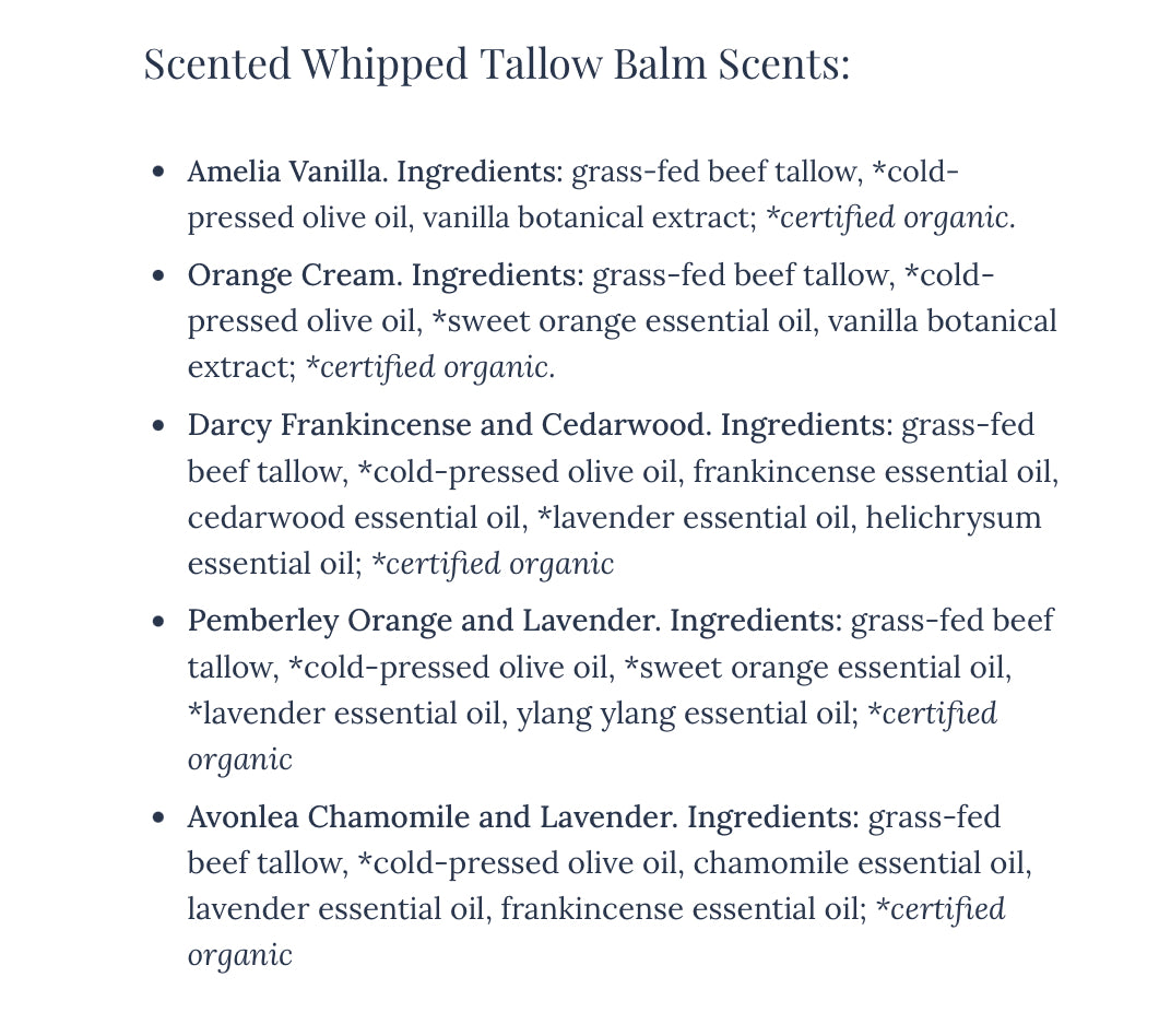 Clara & Fritz Avonlea Whipped Tallow Balm - Chamomile and Lavender - 2oz