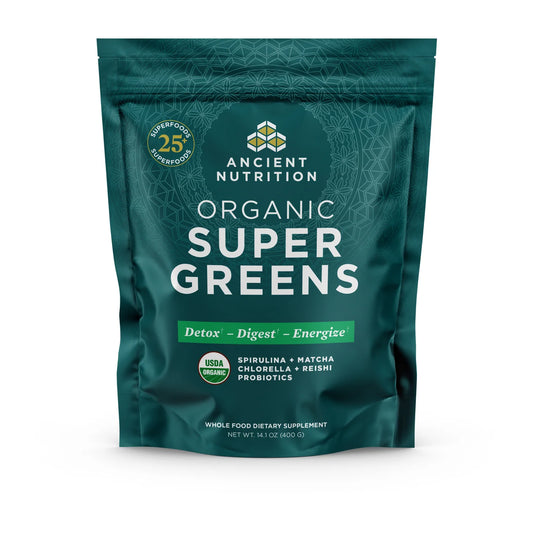 ANCIENT NUTRITION - Organic Super Greens - Powder - 14.1oz bag