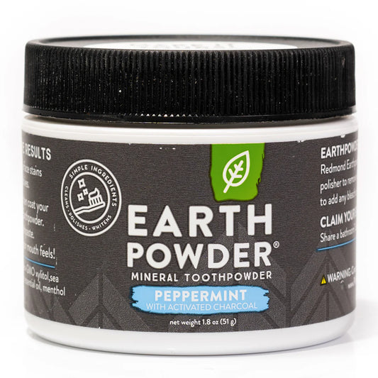 REDMOND Earth Powder - Mineral Toothpowder -  Peppermint - 1.8oz