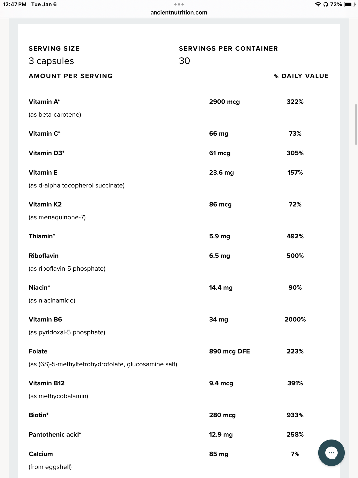 ANCIENT NUTRITION- Women’s 40+Daily Multivitamin - 90Ct