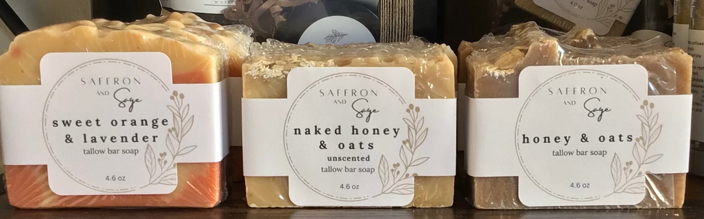 Saffron + Sage Handcrafted Tallow Soap Bars