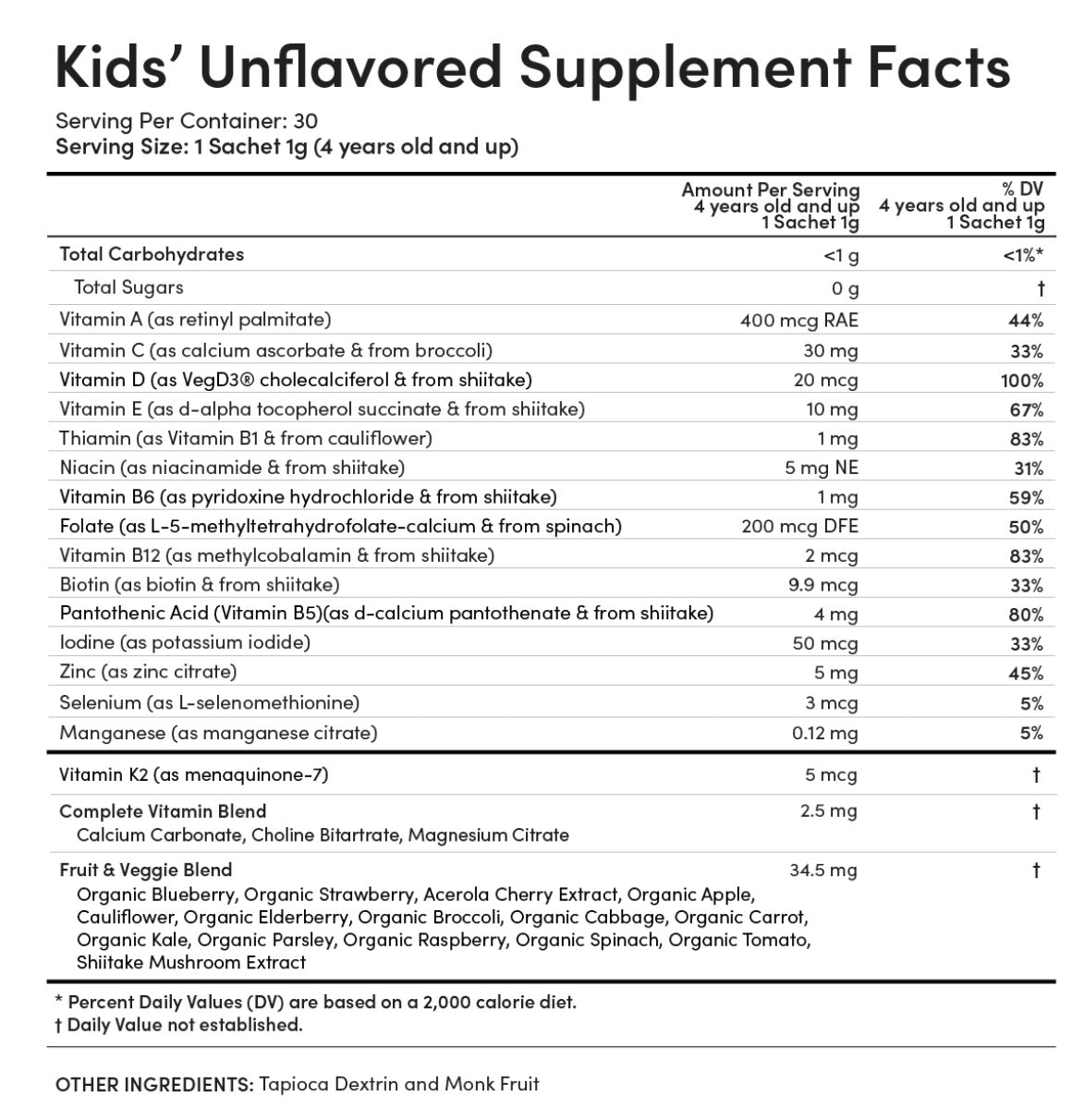 EllaOla - Kids Unflavored Multivitamin - Ages 4-12