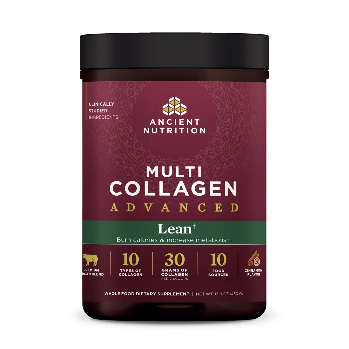 ANCIENT NUTRITION - Multi Collagen Advanced - Lean - Powder - Cinnamon - 25 servings