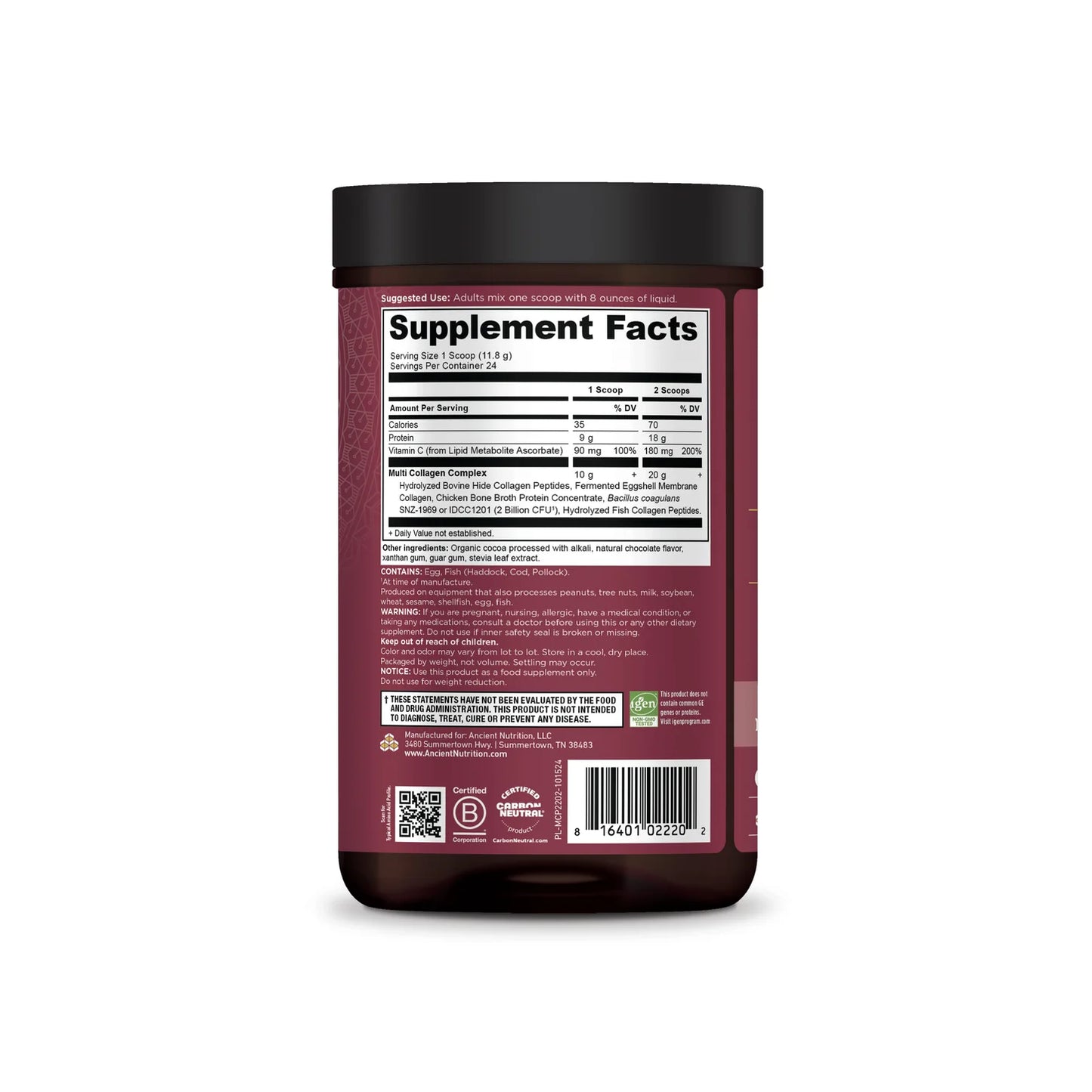 ANCIENT NUTRITION Multi Collagen Protein - Chocolate - 24 servings