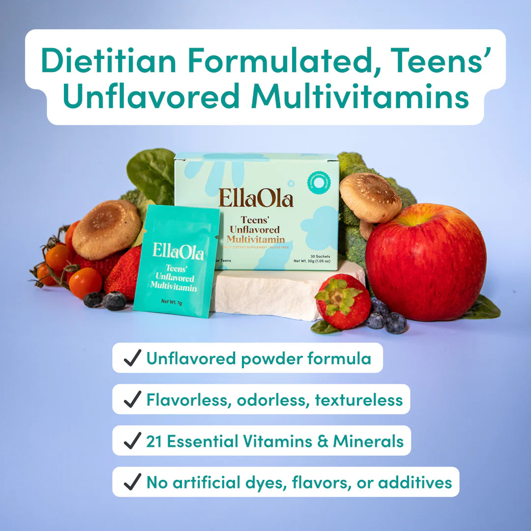 EllaOla - Teens Unflavored Multivitamin - Ages 13-18 yrs - 30ct